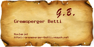 Gremsperger Betti névjegykártya